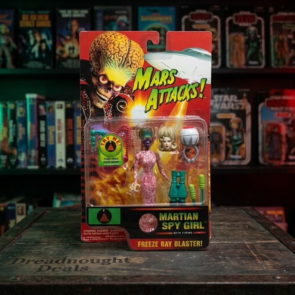 Mars Attacks Martian Spy Girl Figure Trendmasters 1996 MOC Sealed Working Sound